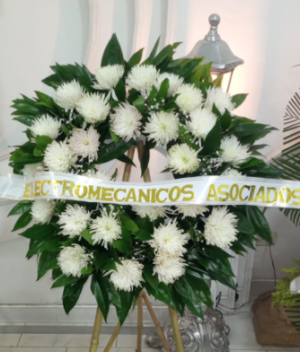 Corona pequeña de flores blancas ( Margaritas, pompones, chirosas). R 37