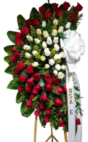 Pedestal media luna rosas blancas y rojas R 16