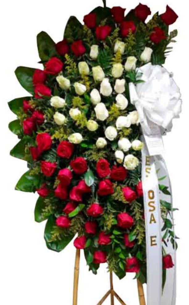 Pedestal media luna rosas blancas y rojas R 16