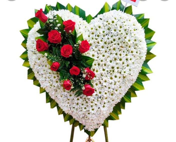 Corazon de margaritas y rosas R21